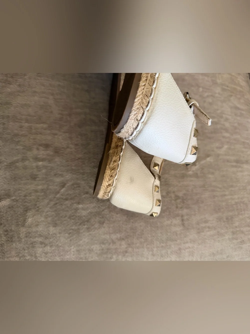 Marc Fisher White Studded Ankle Strap Graze 2 Style Espadrille Flats Size 10